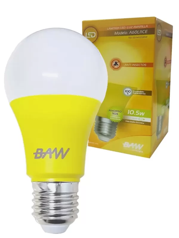 LAMPARA LED CLASICA BAW 10.5W E27 ANTI INSECTOS - A60L11CE