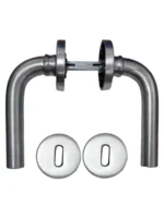 PICAPORTE URANO CON BAÑO INOX DE ALUMINIO C/RETROC.Y BOCALLAVES C/ROSETA 47MM - 334