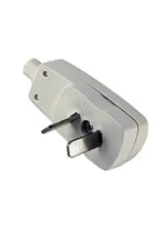 FICHA 220V MACHO SALIDA LATERAL GOTA 2 PERNOS PLANOS BLANCA - 0600