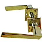 PICAPORTE BISELADO BRONCE PULIDO PERNO LARGO 7 CM ROSETA BCE. CUADRADA 47MM - 2133/3