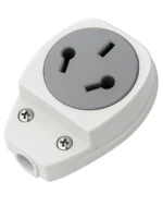 FICHA 220V HEMBRA 10A 3 PATAS LATERAL BLANCA  - ELECFI031