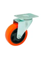 RUEDA DE PVC NARANJA DE 125x32mm BASE GIRATORIA ALTA RESISTENCIA (SOPORTA 120 KILOS) - EVOL2830