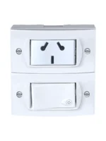 LLAVE EXTERIOR JELUZ 1 INTERRUPTOR + 1 TOMA BINORMA BLANCO - 50417/2