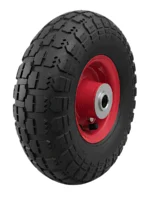 RUEDA INFLABLE DIAM. 250mm ANCHO 87mm EJE 20mm 2 SEPARADORES  LLANTA DE CHAPA ROJA - 5098-07