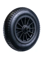 RUEDA INFLABLE DIAM. 400mm ANCHO 95mm EJE 16,5mm 2 SEPARADORES LLANTA DE PVC NEGRA - 423