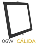 LUMINARIA LED MARCO NEGRO EMBUTIR 06W CALIDA CUADRADA - 7711