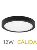 LUMINARIA LED MARCO NEGRO DE SOBREPONER  12W CALIDA REDONDA - 7721