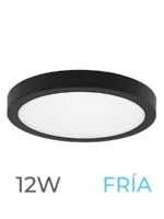 LUMINARIA LED MARCO NEGRO DE SOBREPONER  12W FRIA REDONDA - 7720