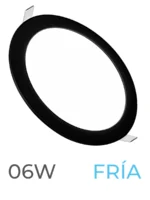 LUMINARIA LED MARCO NEGRO EMBUTIR 06W FRIA REDONDA - 7702