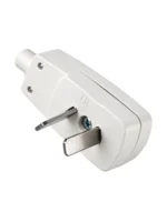 FICHA 220V MACHO SALIDA LATERAL GOTA 2 PERNOS PLANOS BLANCA - 0600