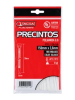 PRECINTO PLASTICO 150mm x 3,6mm x 100 Un. BLANCO TACSA  - PTFL2-150-36