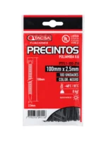PRECINTO PLASTICO 100mm x 2,5mm x 100 Un. NEGRO TACSA - PTFL1-100-25