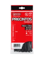 PRECINTO PLASTICO 150mm x 3,6mm x 100 Un. NEGRO TACSA - PTFL2-150-36