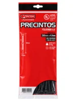 PRECINTO PLASTICO 200mm x 4,8mm x 100 Un. NEGRO TACSA - PTFL4-200-46